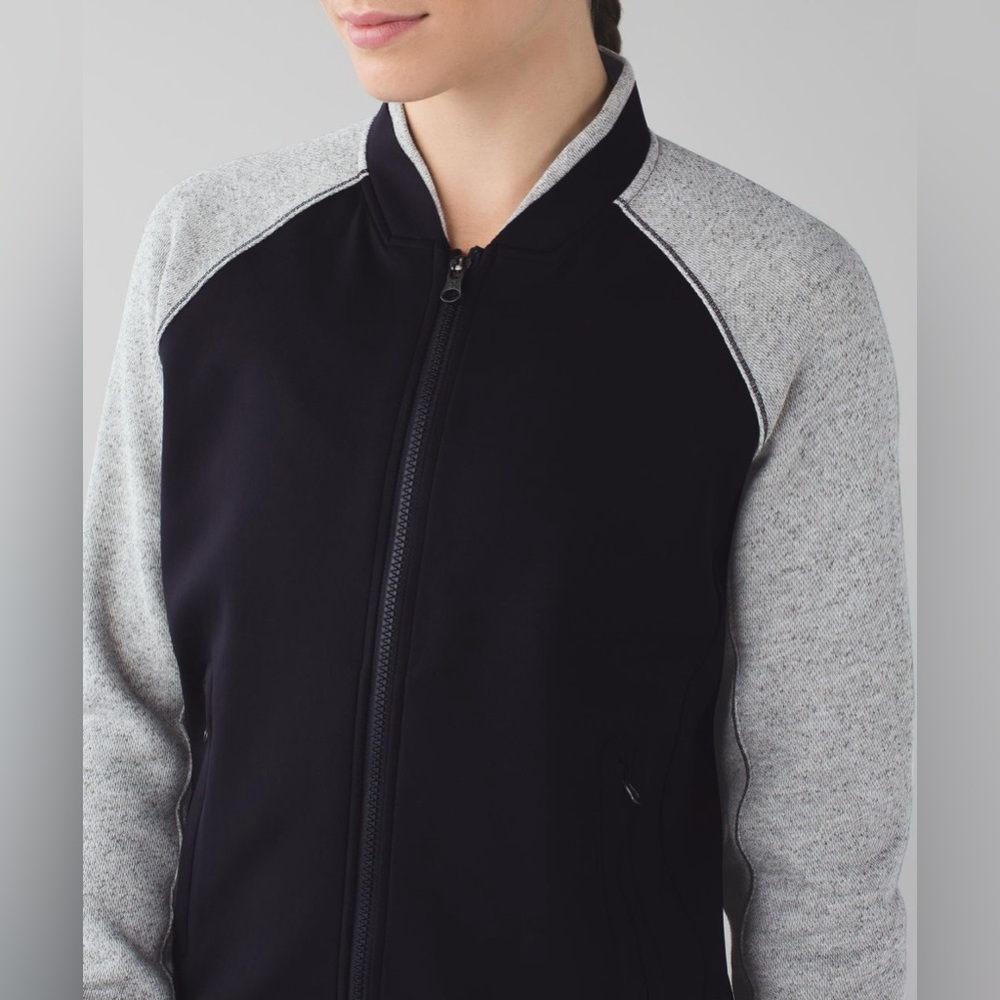 Lululemon Var-city Bomber Full Zip Jacket Sz 4 Black/Heathered Black - Picture 4 of 7